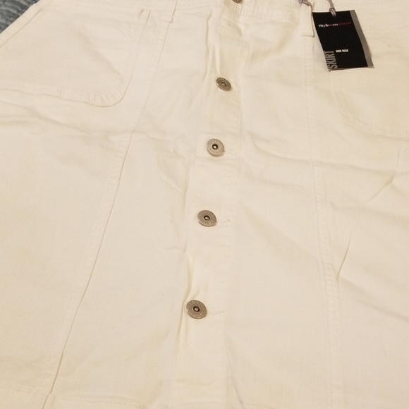 Style and Co White Mid Rise Button up Skirt - Picture 4 of 8